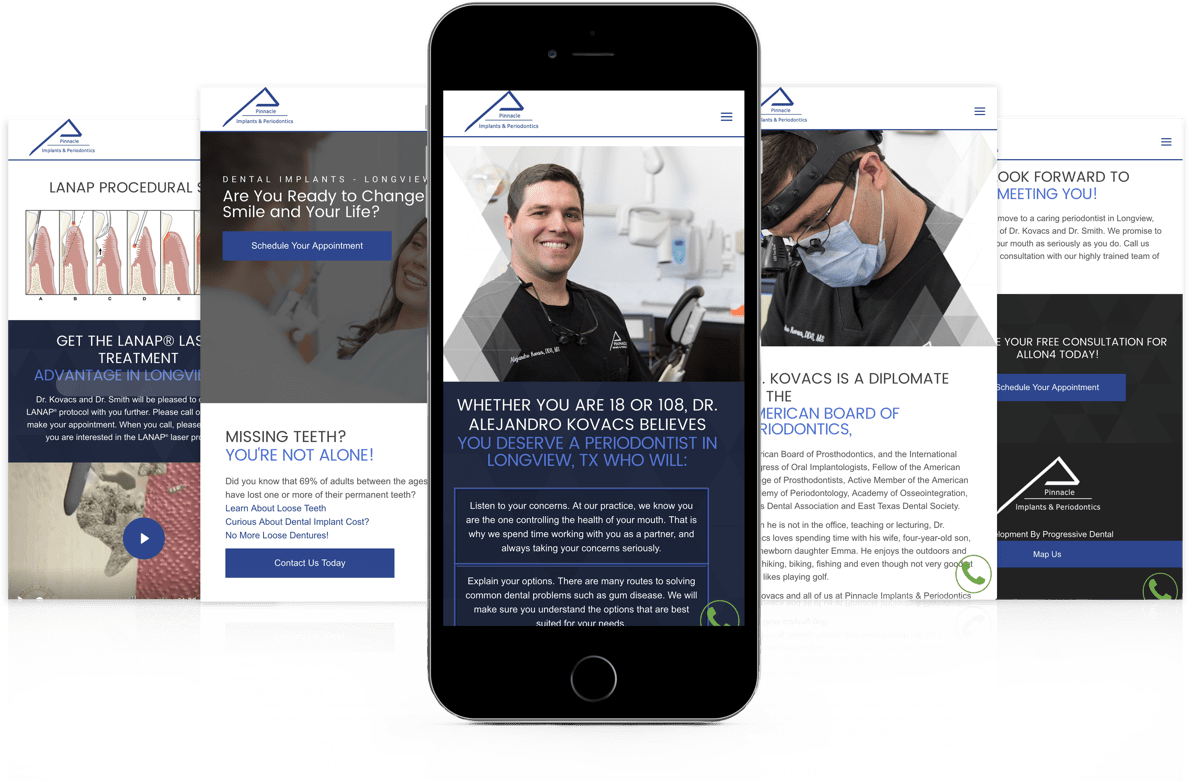 Pinnacle Implants & Perio website on mobile