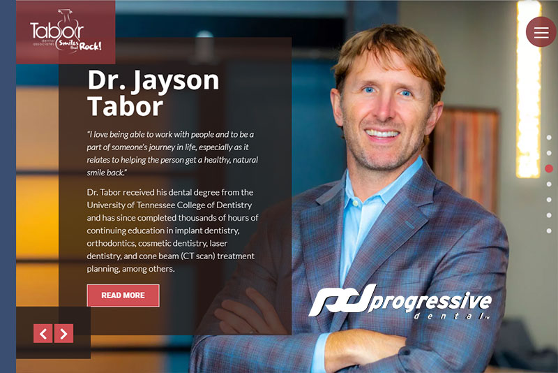 Dr. Tabor's Engaging Website That Progressive Dental Marketing Created