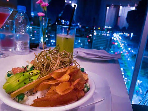 brazillian cuisine with a beautiful skyline behind