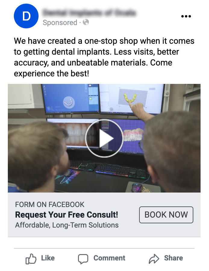A dental social media ad on a computer