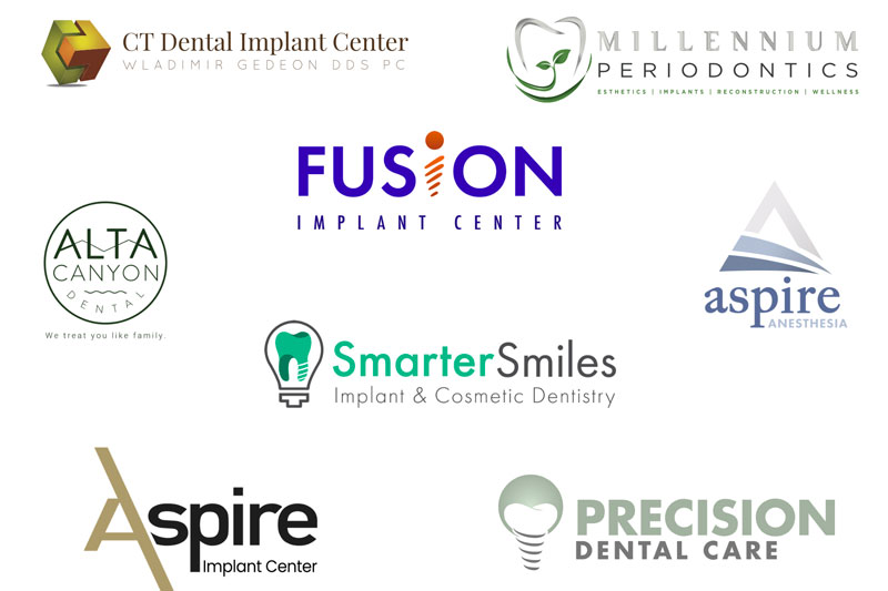 different logos of brands created by progressive dental marketing