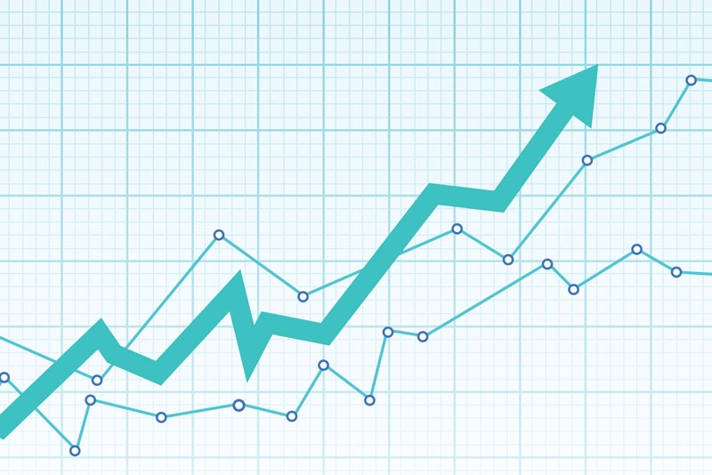 a graphic showing a growth chart with a positive increase