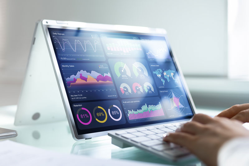 seo analytics showing web traffic on a tablet.