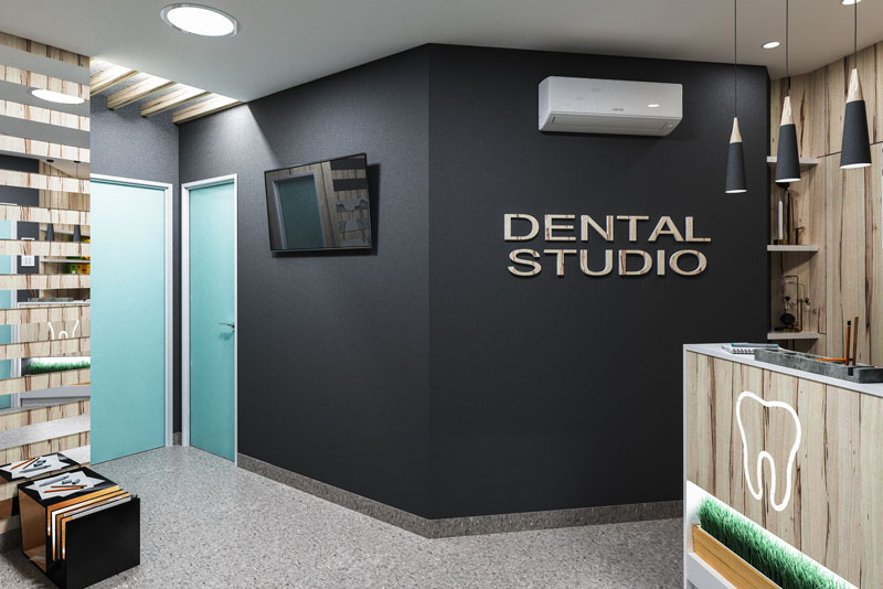 the lobby of a modern dental studio.