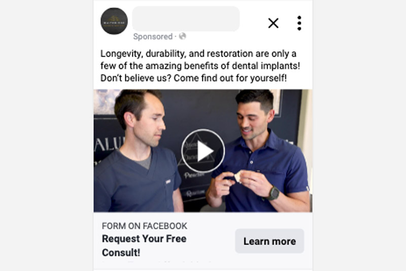 |A dental social media ad on a computer|A dental social media ad with a doctor and patient|