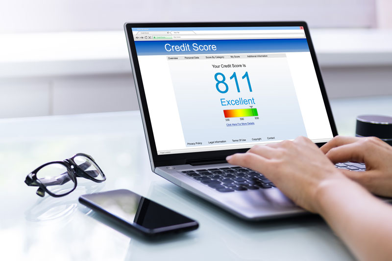 Dental Patient Looking Up Her Credit Score Online