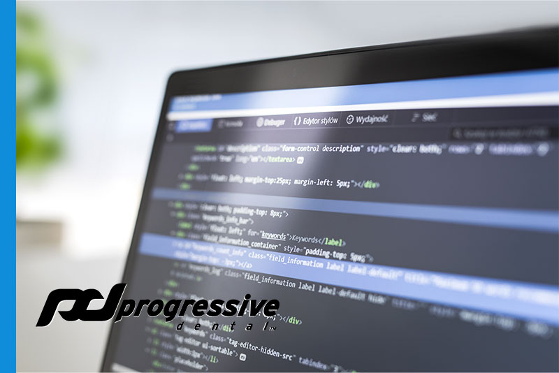 the back end coding of a custom dental website.|a dental implant consultation with dentist showing patient an xray.